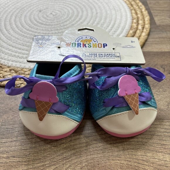 Build A Bear Blue Glitter Ice Cream Lace Up Sneakers NEW w TAGS BABW - Picture 3 of 5